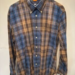 Tommy Hilfiger Men's Plaid Shirt in Blue and Brown
